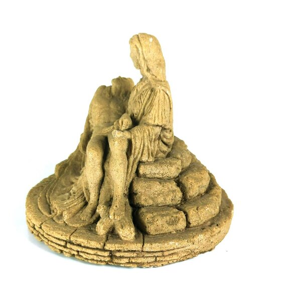 La Pieta Mary Holding Jesus Hand-Carved Statue Sandstone Religious Sculpture Vin - Picture 4 of 8
